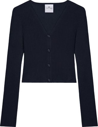 Courrèges cropped fine-ribbed cardigan - Blue