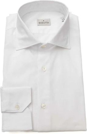 Bagutta Katoenen Top met Elegant Design - Heren - Zakelijke Overhemden - Wit - XL - Katoen - Overhemden