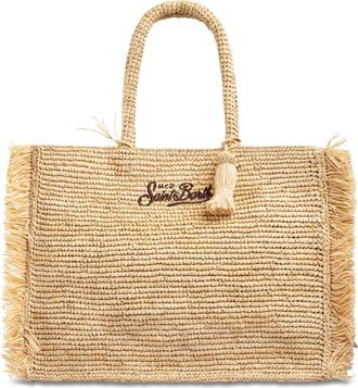 MC2 Saint Barth Raffia Fringed Shoulder Bag with Decorative Tassel