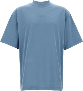 Balenciaga Blue Crewneck Logo T-Shirt