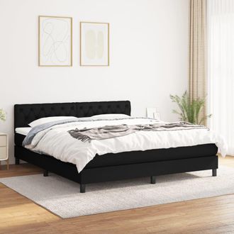 vidaXL Cama Box Spring Con Colch&oacute;n Tela Negro 160x200 Cm Vidaxl