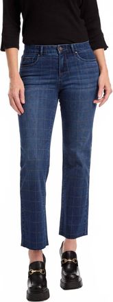FDJ Christina Plaid Straight Leg Jeans In Medium Wash