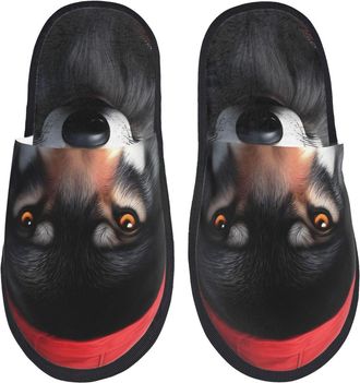 Generic Mysterious Hooded Wolf Men Women House Slippers Cosy Sliders Warm House Shoes For Indoor Outdoor Winter L