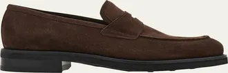 Ferragamo Mens Stefano Scratch-Resistant Suede Penny Loafers