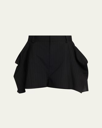 sacai Chalk Stripe Draped Suiting Shorts