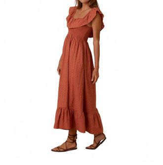 Rylee + Cru Gia Ruffle Dress In Poppy