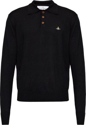 Vivienne Westwood Long-Sleeve Black Cotton Polo Shirt