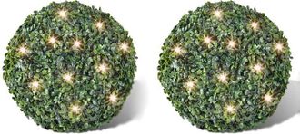 vidaXL Vidaxl - Hoja Artificial Bola de poda 35 cm Con cuerda de led solar 2 piezas