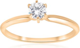 Pompeii3 14k Yellow Gold 1/4ct Round Diamond Solitaire Engagement Ring Size Selectable