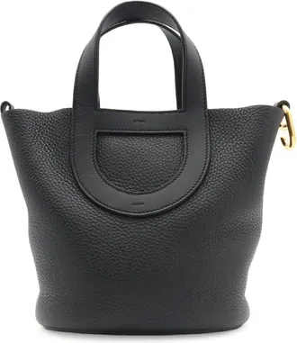 Herm&egrave;s Black Togo Leather Handbag Tote Bag (Pre-Owned)