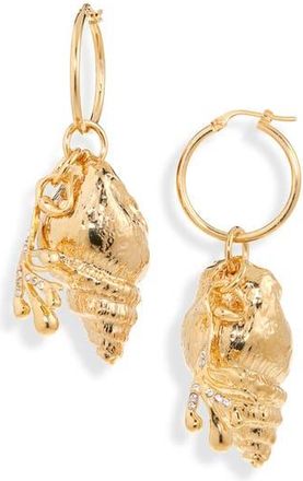 Oscar De La Renta Coral & Shell Charm Hoop Earrings in Gold at Nordstrom Rack