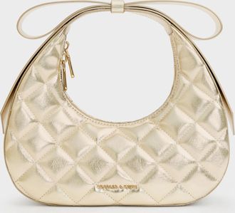 Charles & Keith Janie Metallic Quilted Bow-Handle Bag