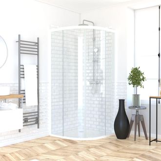 Aurlane Puerta De Ducha Corredera Blanca De 89 A 90x190 Cm + Plato De Ducha- Whity