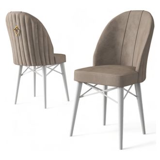 Dmora Silla Perillis, 6 Sillas, Tapizadas, Peso Soportado 120 Kg, Beige