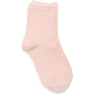 Nordstrom Everyday Low Flat Knit Crew Socks in Pink Wisp at Nordstrom, Size 9