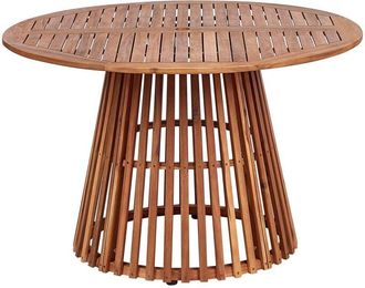Beliani Beliani - Tavolo da pranzo da giardino in legno chiaro di acacia con piano a doghe rotondo 120 cm Agello