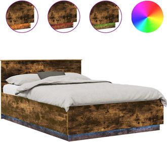 vidaXL Estructura De Cama Con Tiras Led Roble Ahumado 140 X 200 Cm Vidaxl