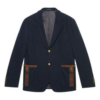 Gucci Cotton Jersey Jacket With Web Blue 673264-Z8AR0-4433