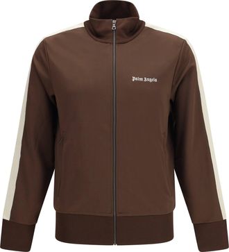 Palm Angels Mens Track Jacket Brown-Off-White Polyester Sweatshirts Brown/off-white Sweater