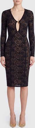 Elisabetta Franchi Lace Midi Sheath Dress with Cut-Out Details