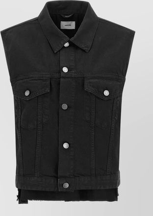 Haikure cotton denim sleeveless relaxed-fit vest