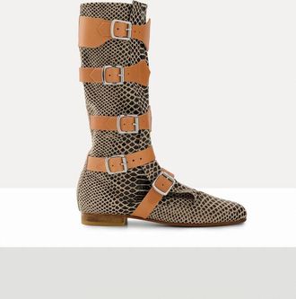 Vivienne Westwood Pirate Boot Snake-effect Leather Beige 10-43 Unisex