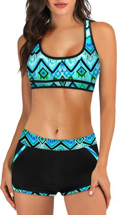 Generic Womens Tankini Sets Top with Shorts Two Pieces Swimming Shorts Sets Swimsuit Bikini Sets for Women Swimming Costume High Waisted Tummy Contral Swimwea