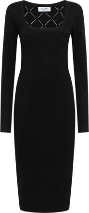 Blugirl Abito midi a fantasia con maniche lunghe - Nero