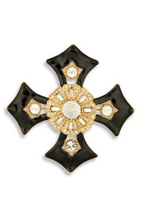 Kenneth Jay Lane Crystal & Enamel Cross Pin in Gold at Nordstrom Rack