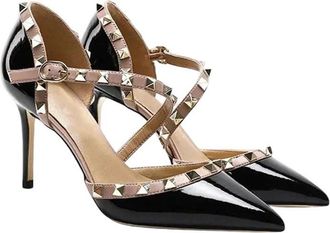 Generic Women Patent Leather Elegant High Heel Pumps Pointed Toe Side Buckle Dress Shoes