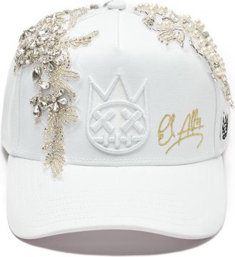 Cult of Individuality Cult X El Alfa Lurex Emb Logo 5 Panel A Frame Trucker Hat in White