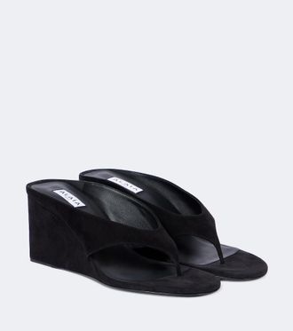 Alaia Ala&iuml;a Cube 75 suede wedge thong sandals