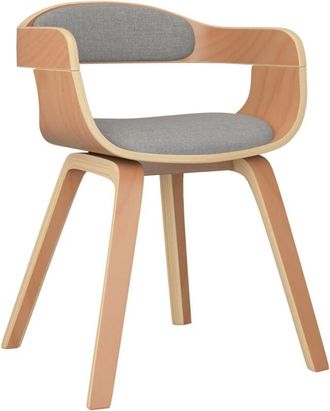 vidaXL Silla de comedor de madera curvada y tela gris taupé vidaXL