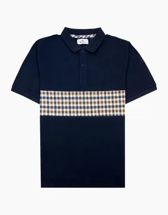 Aquascutum Mens Aquascutum Iconic Insert Polo Navy 11 - Size: 40