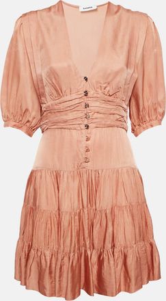 Sandro Orange Crepe Tiered Mini Dress