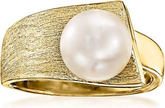 Ross-Simons 8-8.5mm Cultured Pearl Ring in 18kt Gold Over Sterling