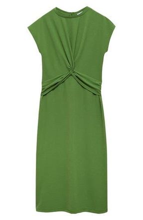 Mango Knot Front Cap Sleeve Midi Dress in Emerald Green at Nordstrom Rack, Size 4