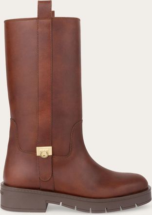 Ferragamo Women Hug buckle biker boot Brown Size 10.5