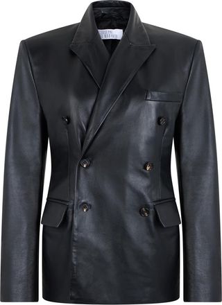 Giuseppe Di Morabito Double-breasted blazer van leer - Dames - Blazers - Zwart - XS - Leer - Jassen