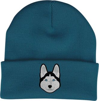 Bang Tidy Clothing Husky Beanie Hat - Dog Lovers Gifts for Women - Winter Hats for Women - Knitted Wooly Ladies Hats - Dog Walking Accessories - Embroidered Gifts for Do