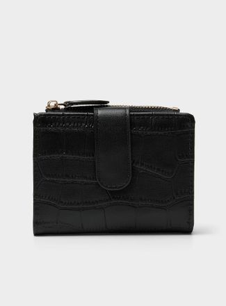 Simons Womens Croc-texture bifold mini wallet