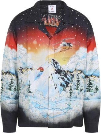 Casablanca Ski Lake Multicolor Silk Cuban Collar Ls Shirt