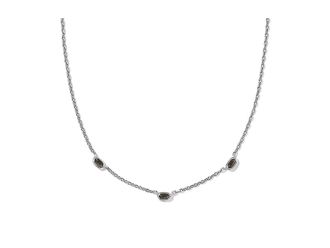 Kendra Scott Mini Elisa Three Stone Strand Womens Necklace Womens Necklace Vintage Silver Golden Obsidian, Brass