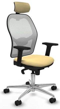 Piqueras y Crespo Piqueras Y Crespo - Jorquera Sincro Malla Blanca Similpiel Crema Brazos 2d Base Aluminio Cabecero 2d Ruedas 65mm Nailon