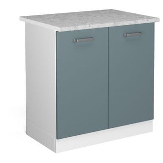 Vicco Mueble Bajo Para El Fregadero R-line, Gris Azulado, 80 Cm Con Puertas, Con Encimera Vicco