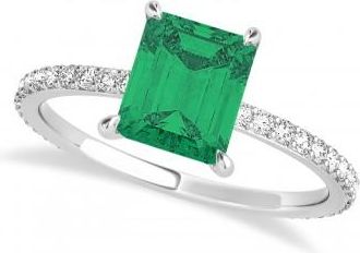 Allurez Emerald Emerald & Diamond Hidden Halo Engagement Ring Platinum (2.93ct)