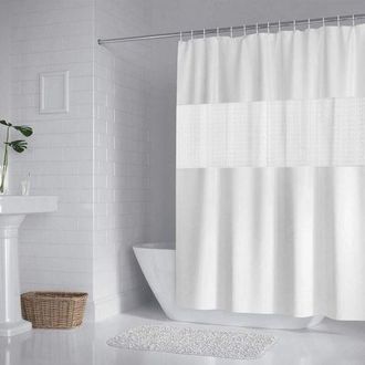 OEM Cortina De Ducha De Poli&eacute;ster Eva Impermeable Y Resistente Al Moho De 200 X 180 Cm Para Ba&ntilde;o, Color Blanco