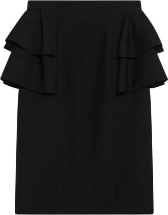 Valentino Garavani Zwarte Wol Zijde Rok - Dames - Korte rokken - Zwart - M - Wol - Rokken