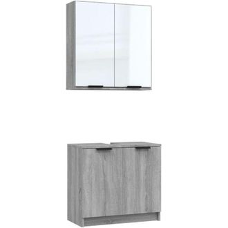 vidaXL Set De Muebles De Ba&ntilde;o 2 Pzas Madera De Ingenier&iacute;a Gris Sonoma Vidaxl
