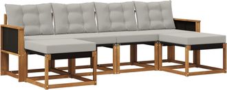 vidaXL Conjunto De Sof&aacute;s De Exterior 6 Uds. Natural Y Gris Claro Vidaxl